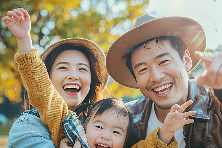 幸福一家人高清出游摄影图