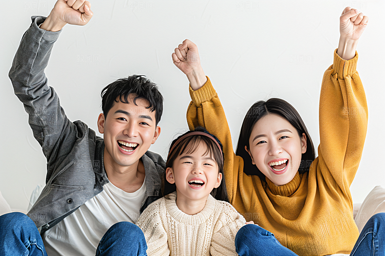 幸福一家人三口之家欢乐摄影图