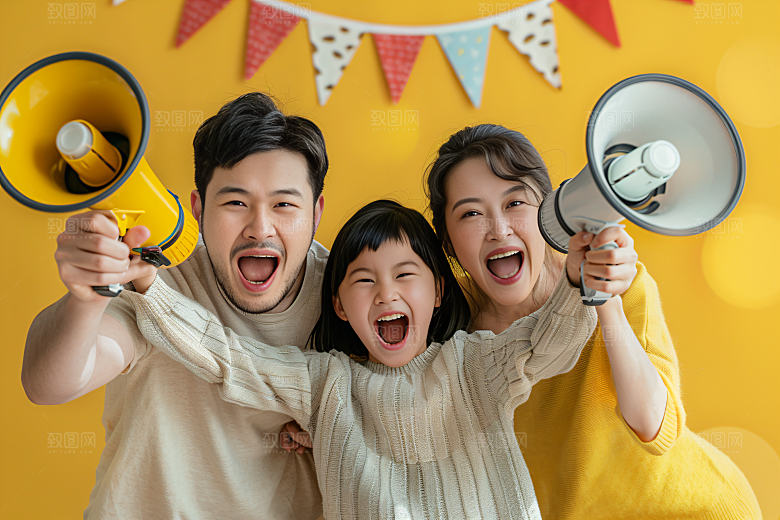 幸福一家人亲子出行摄影图