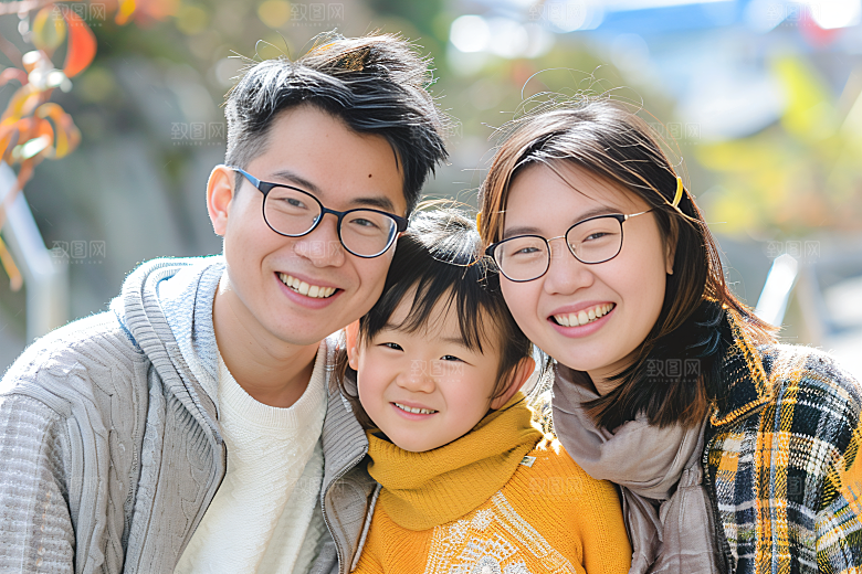 幸福一家人家庭出行摄影图