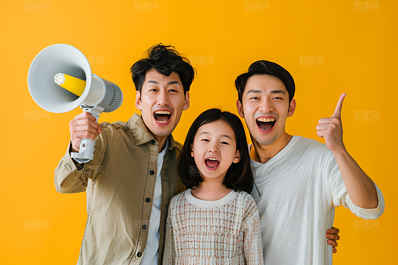 幸福一家人三口之家高清摄影图