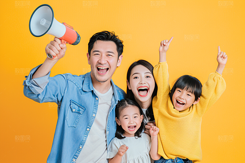 幸福一家人开心出行摄影图
