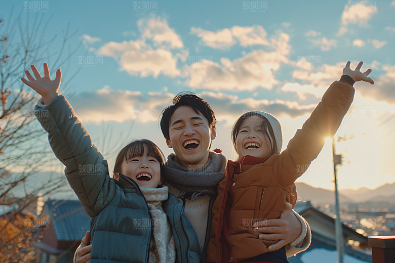 幸福一家人肖像开心摄影图