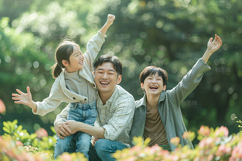 幸福一家人出游人物摄影图