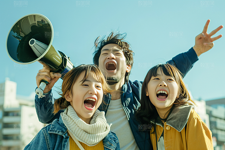 幸福一家人家庭三口之家摄影图