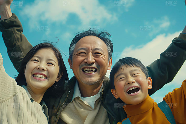 幸福一家人三口之家家庭摄影图