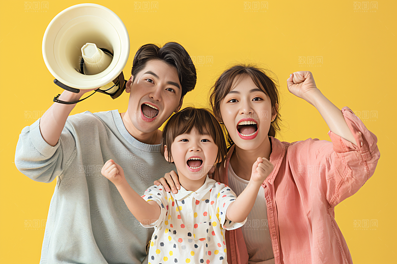 幸福一家人出游人物摄影图
