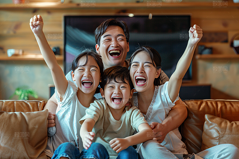 幸福一家人开心出游摄影图