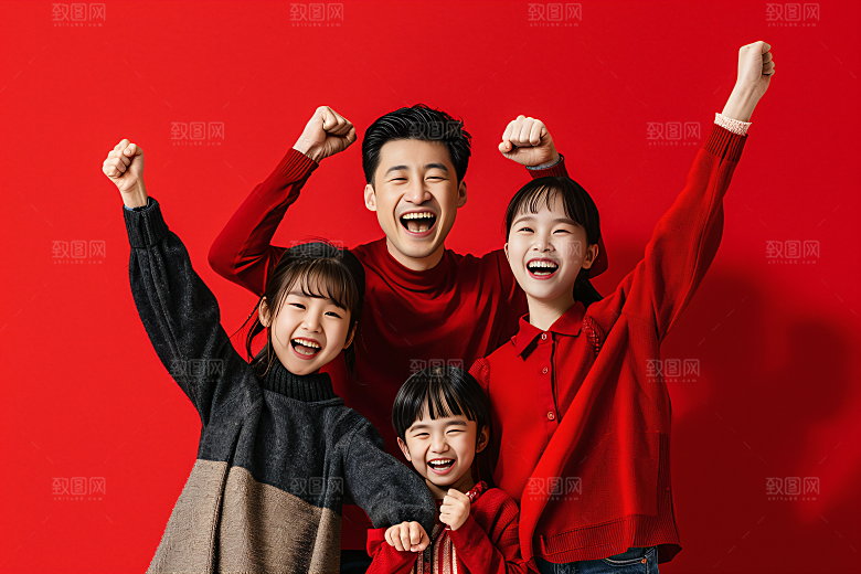 幸福一家人家庭三口之家摄影图