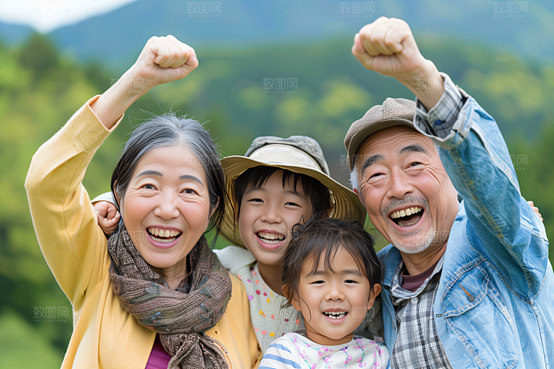 幸福一家人出游亲子摄影图
