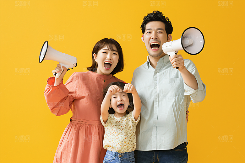 幸福一家人肖像出游摄影图