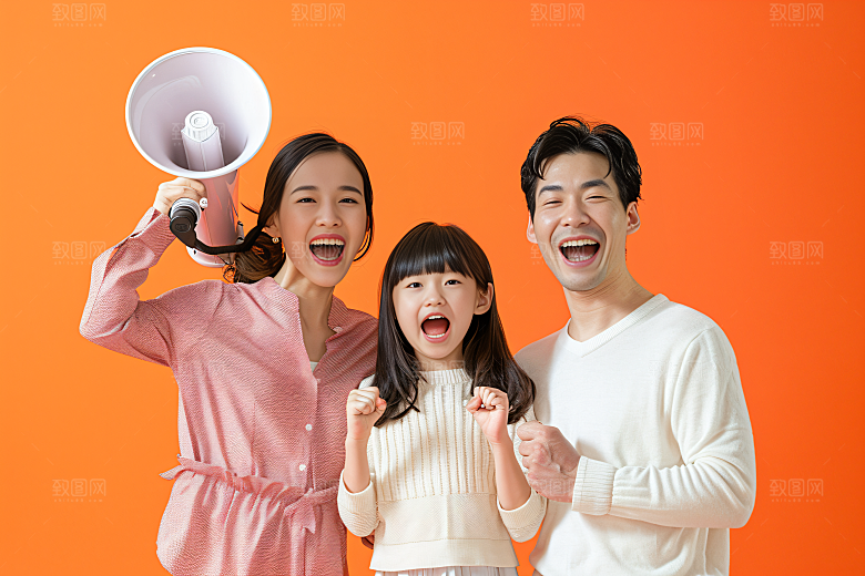 幸福一家人肖像相聚摄影图