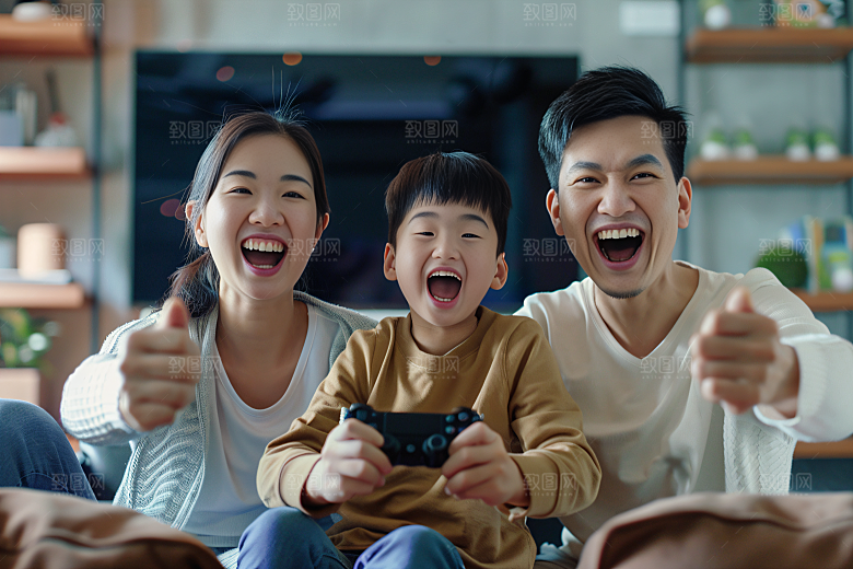 幸福一家人出游相聚摄影图