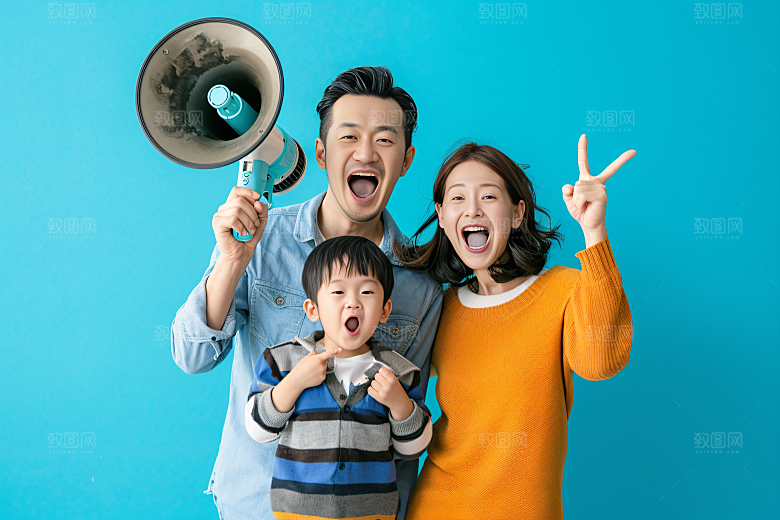 幸福一家人亲子出行摄影图