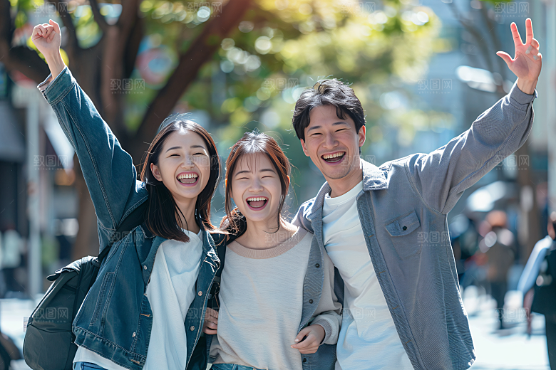 幸福一家人三口之家肖像摄影图