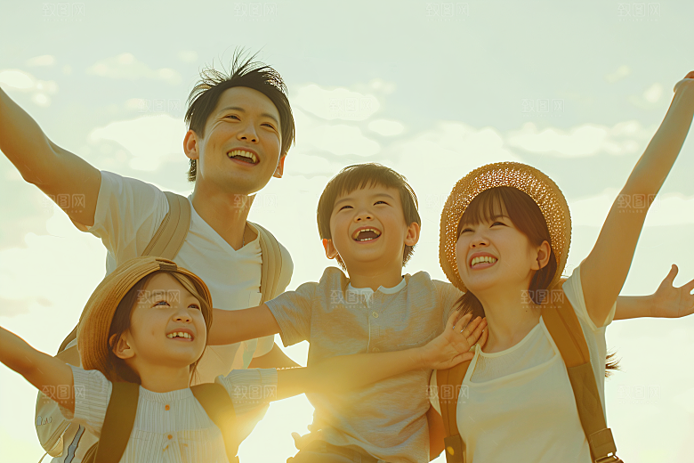 幸福一家人出行出游摄影图