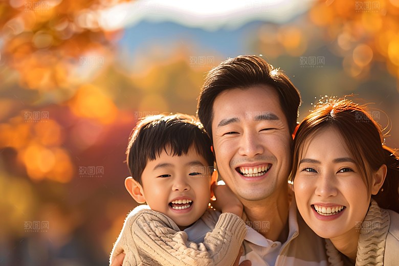 幸福一家人出行肖像摄影图