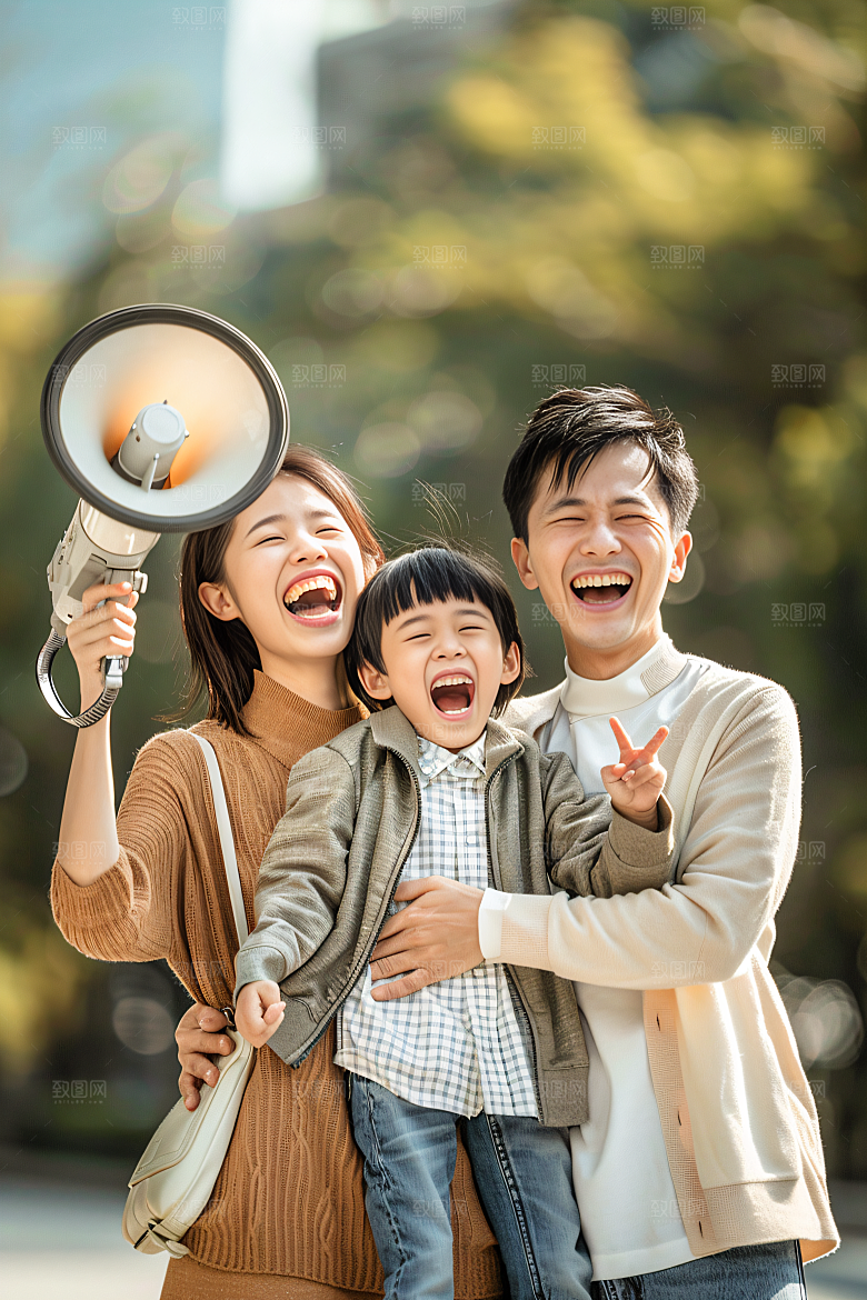 幸福一家人出行高清摄影图