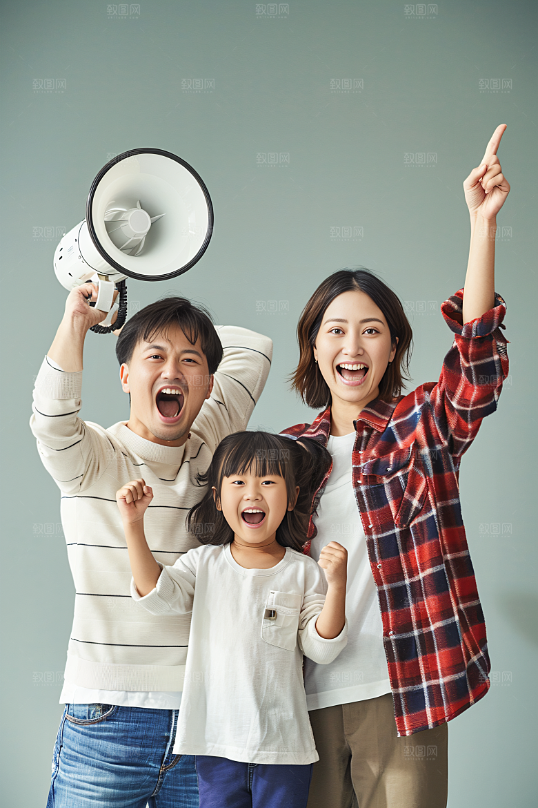 幸福一家人开心肖像摄影图