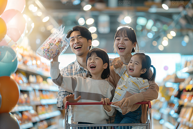 幸福一家人开心出游摄影图