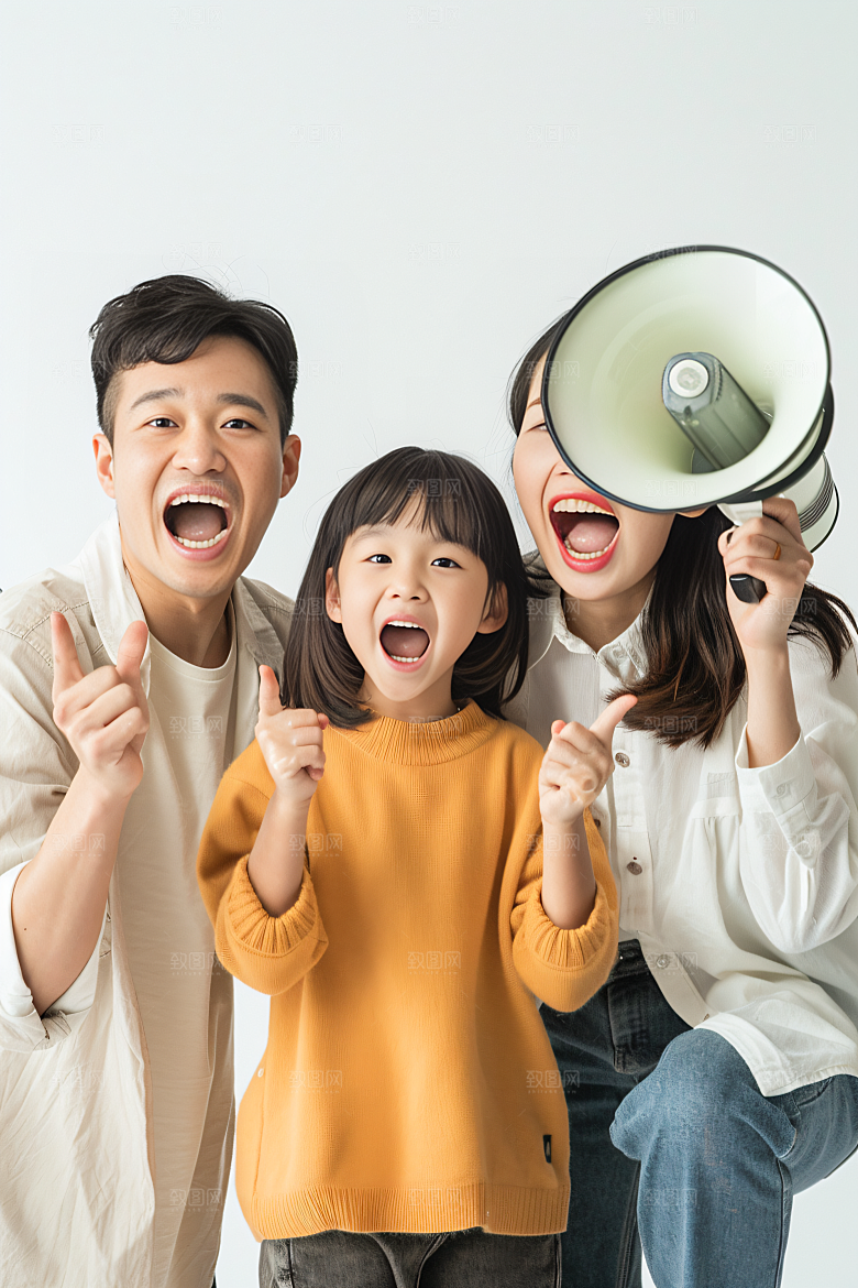 幸福一家人肖像亲子摄影图