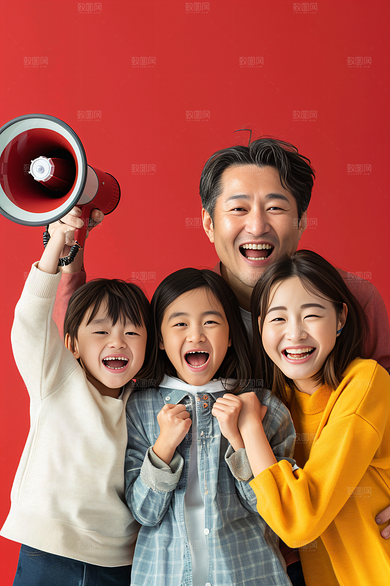 幸福一家人肖像出游摄影图