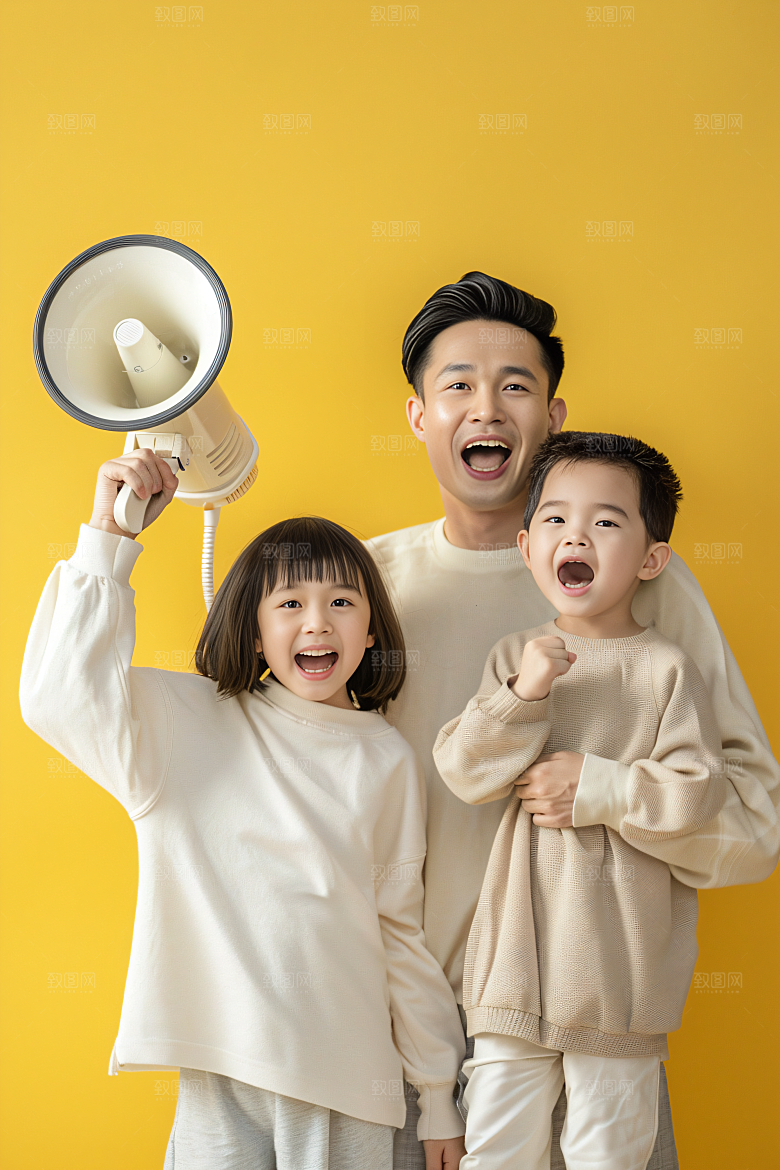 幸福一家人高清三口之家摄影图