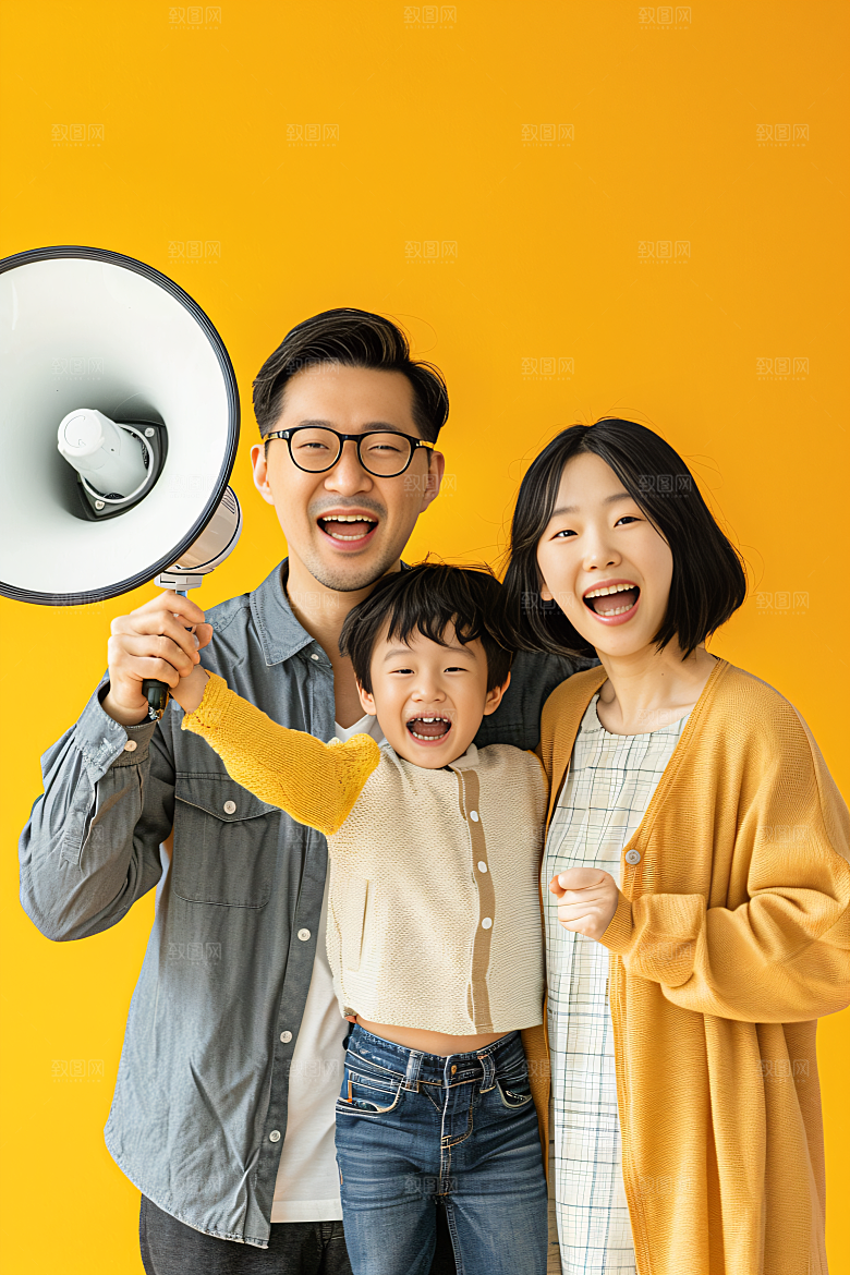 幸福一家人亲子出行摄影图