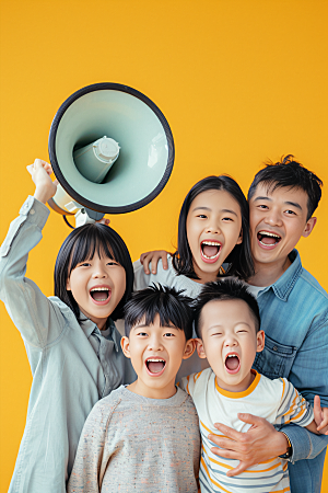 幸福一家人相聚高清摄影图