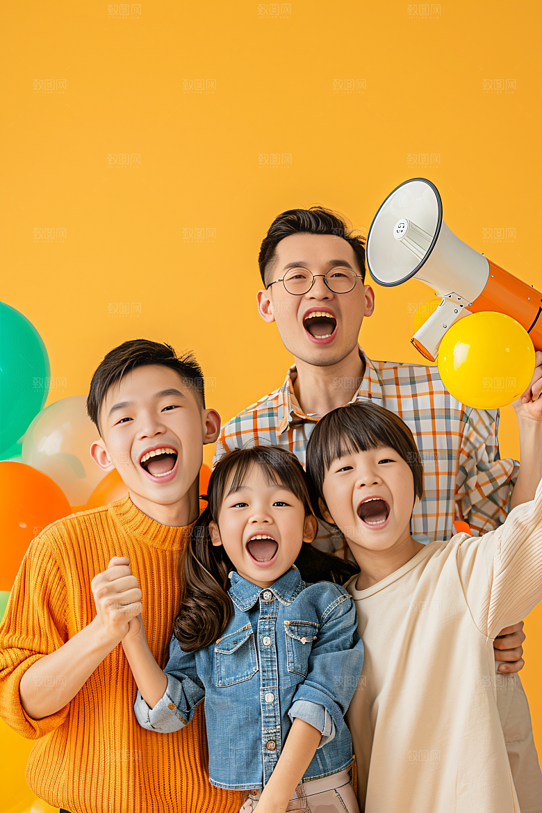 幸福一家人肖像出行摄影图