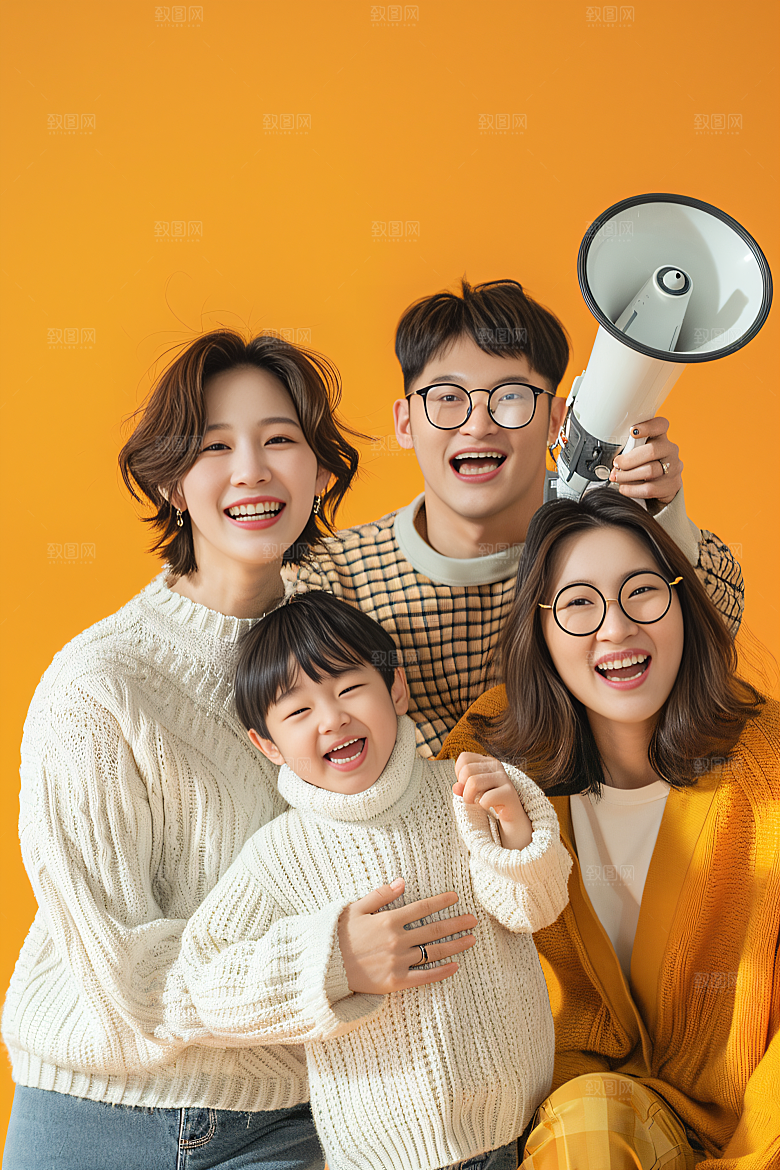 幸福一家人开心肖像摄影图