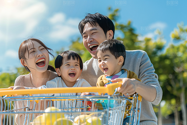 幸福一家人出行开心摄影图