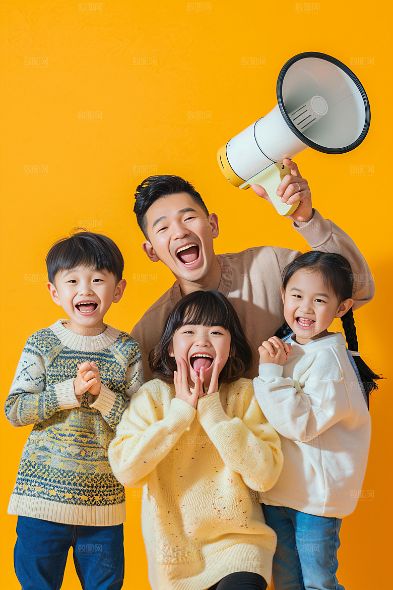 幸福一家人出游欢乐摄影图