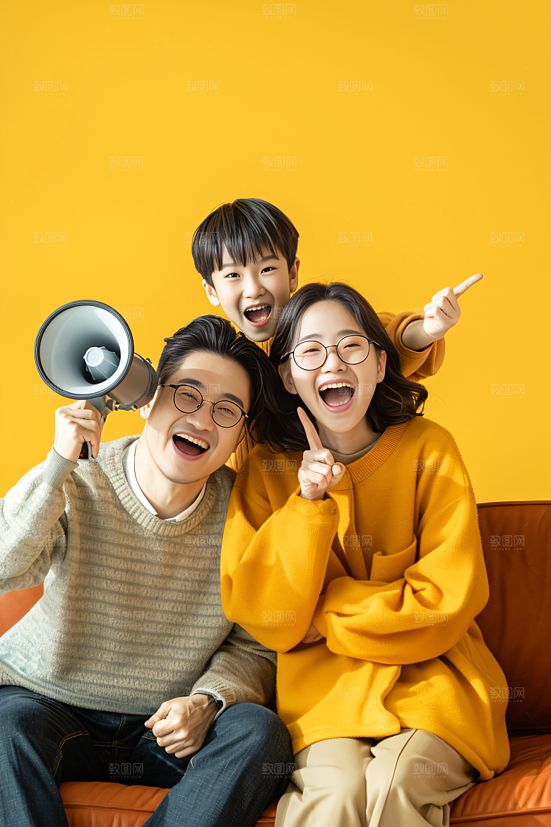 幸福一家人出行开心摄影图
