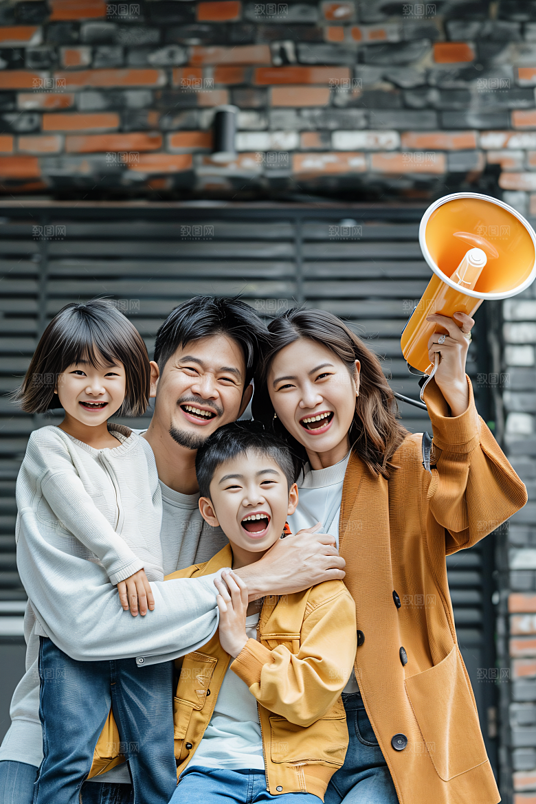 幸福一家人欢乐出行摄影图