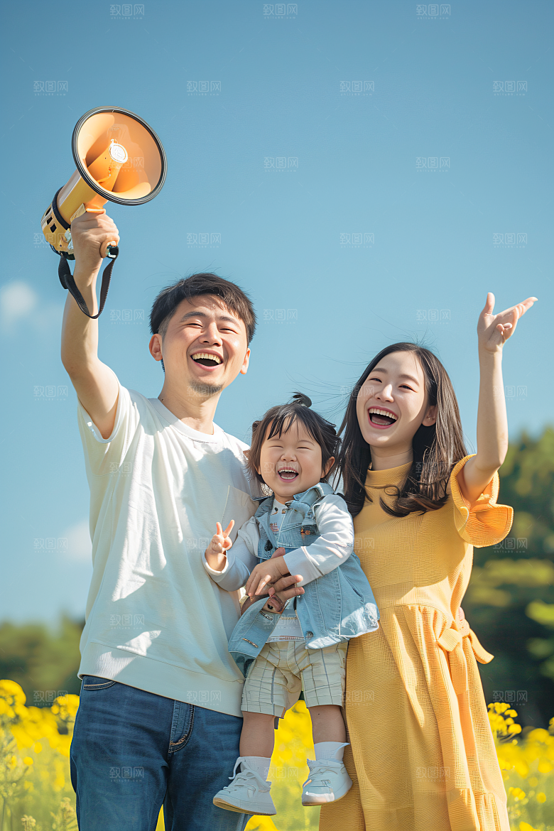 幸福一家人三口之家欢乐摄影图
