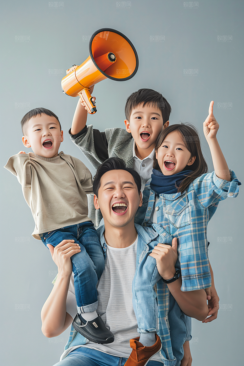 幸福一家人三口之家欢乐摄影图