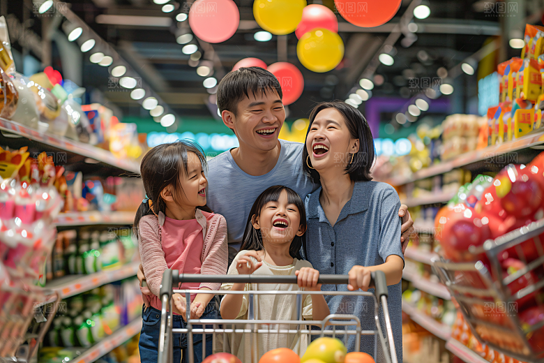 幸福一家人肖像开心摄影图