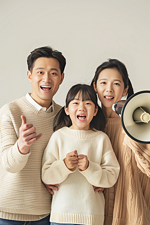 幸福一家人亲子家庭摄影图