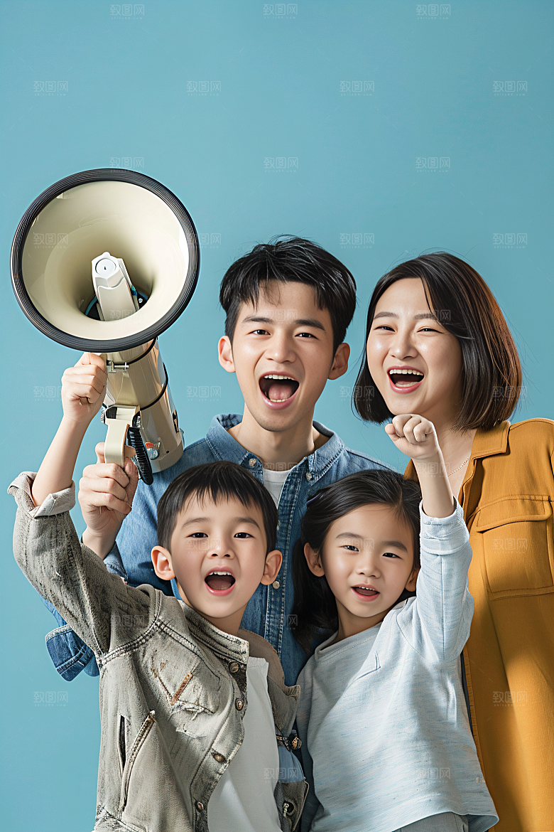 幸福一家人三口之家亲子摄影图