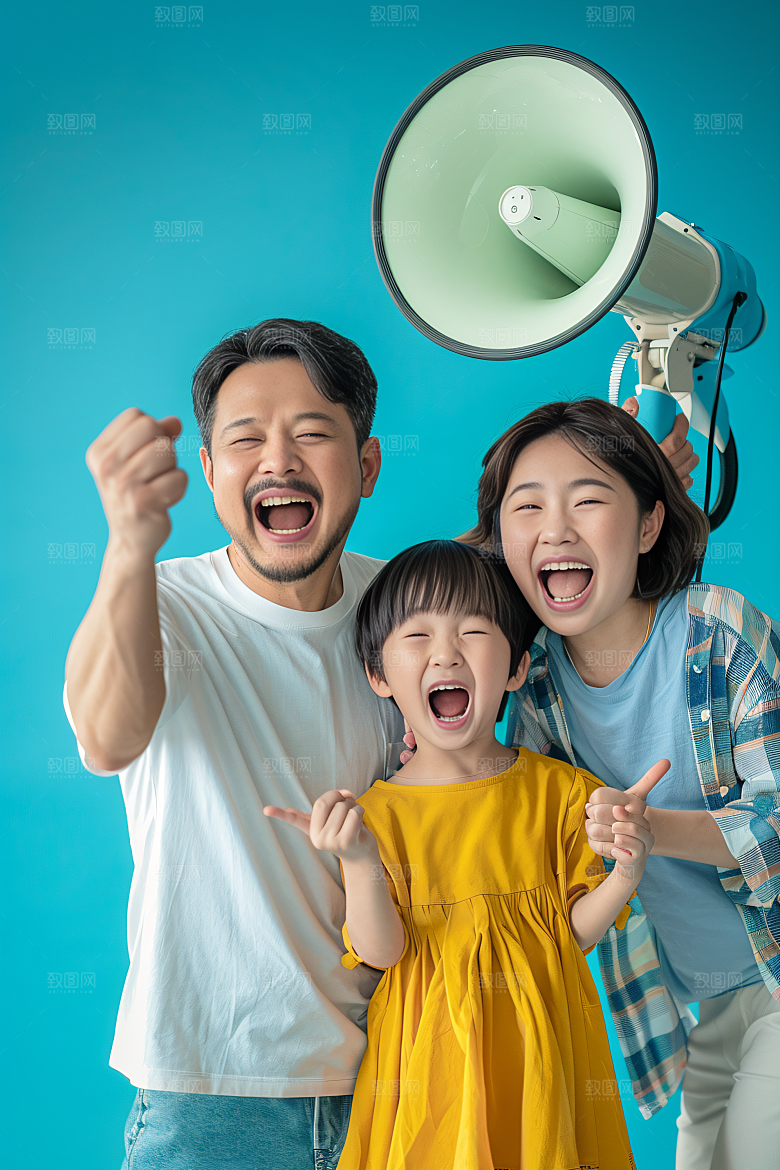 幸福一家人三口之家欢乐摄影图