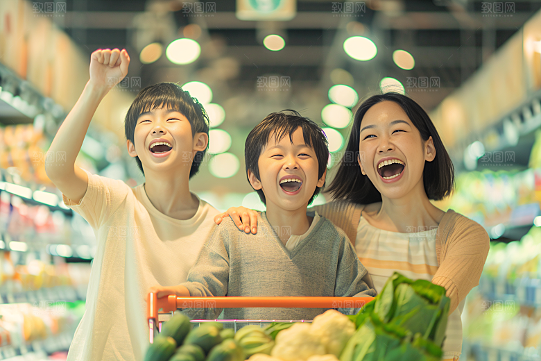 幸福一家人出游肖像摄影图