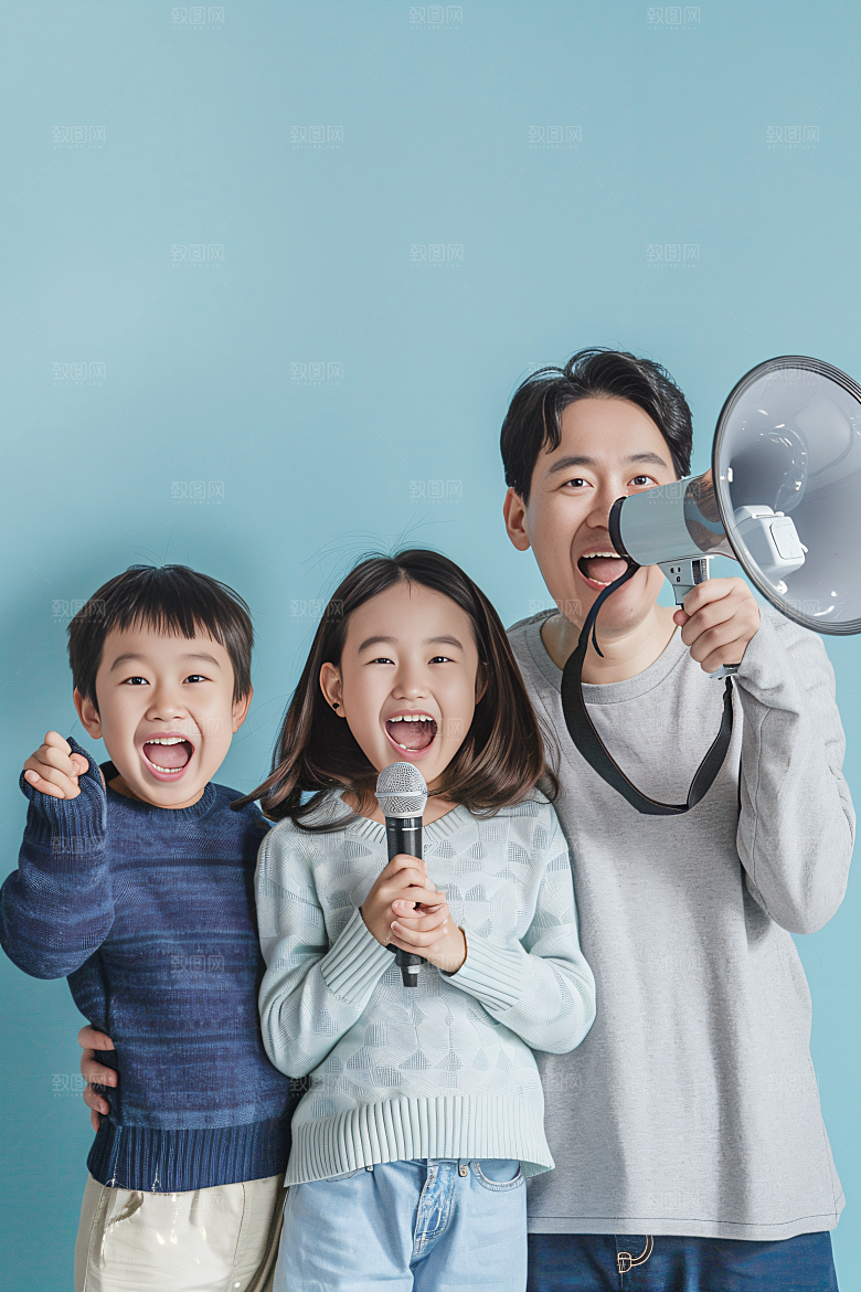 幸福一家人开心三口之家摄影图