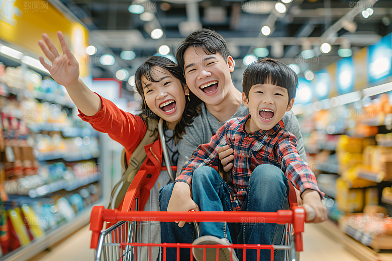 幸福一家人肖像高清摄影图
