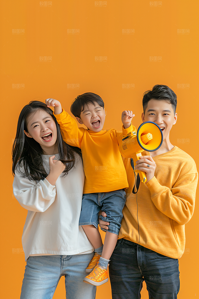 幸福一家人肖像出游摄影图