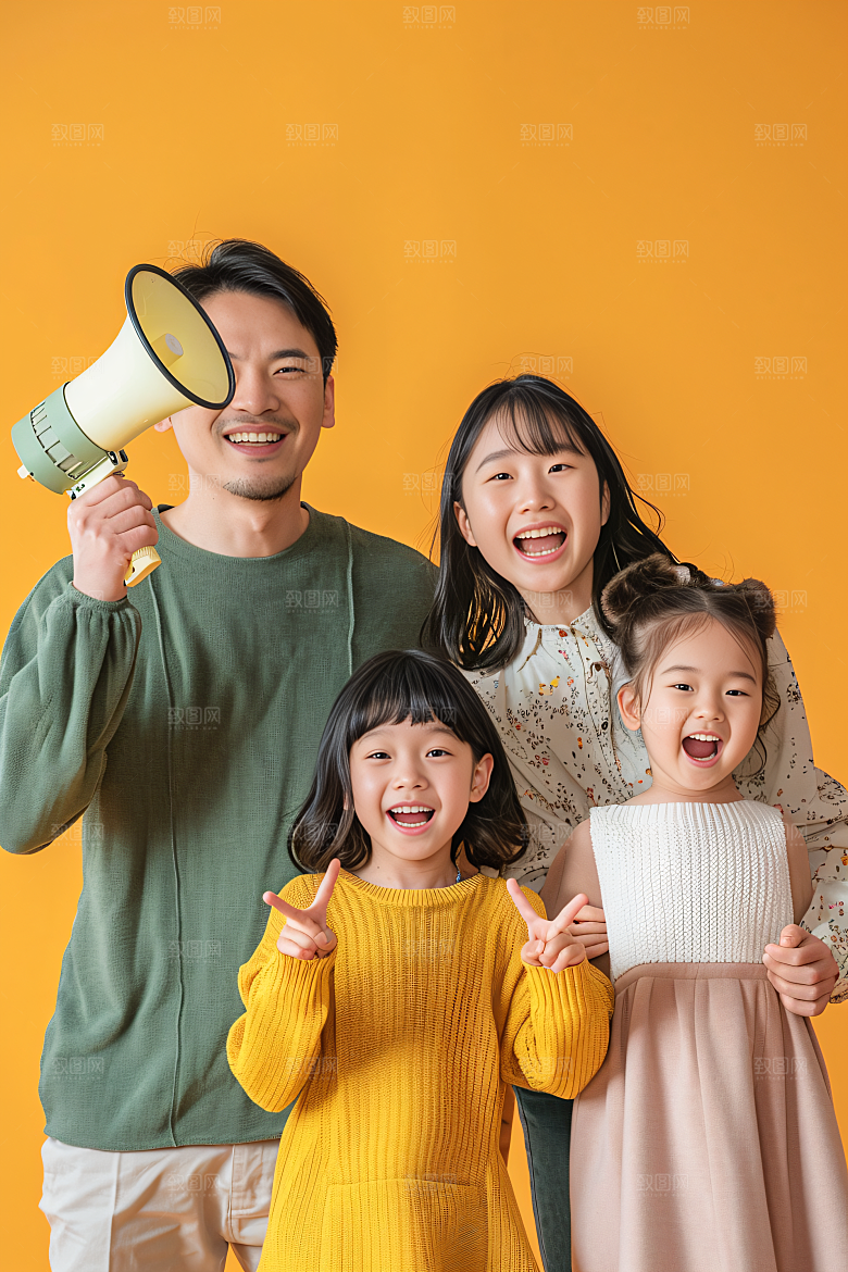 幸福一家人三口之家出行摄影图