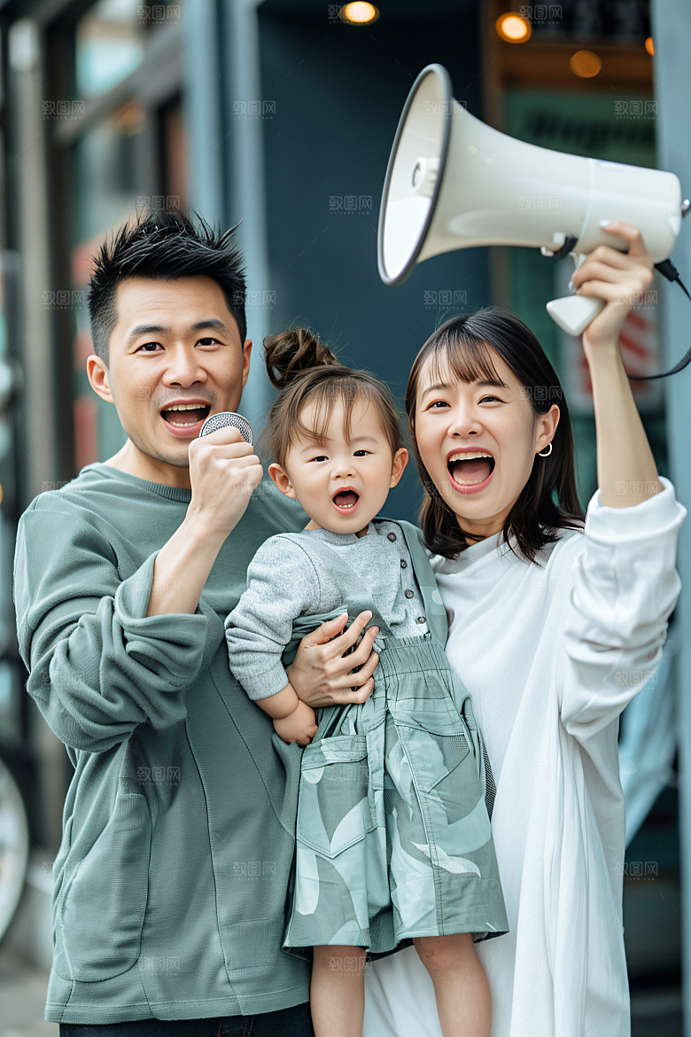 幸福一家人出行开心摄影图