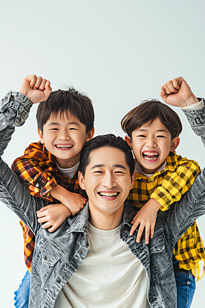 幸福一家人三口之家亲子摄影图
