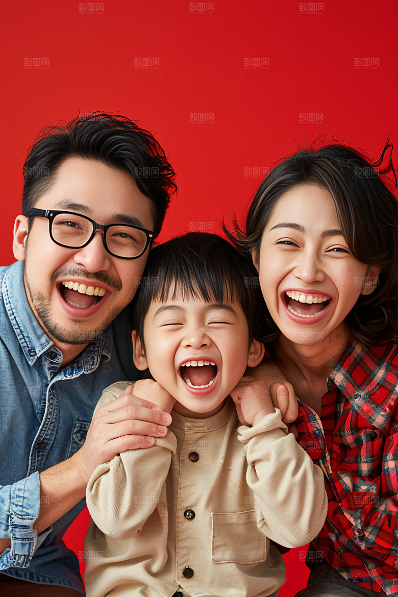 幸福一家人家庭三口之家摄影图