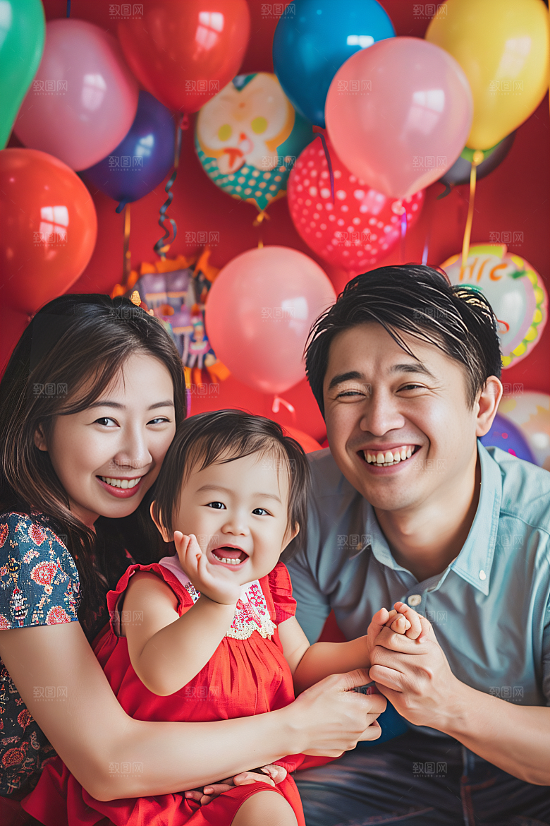 幸福一家人高清三口之家摄影图